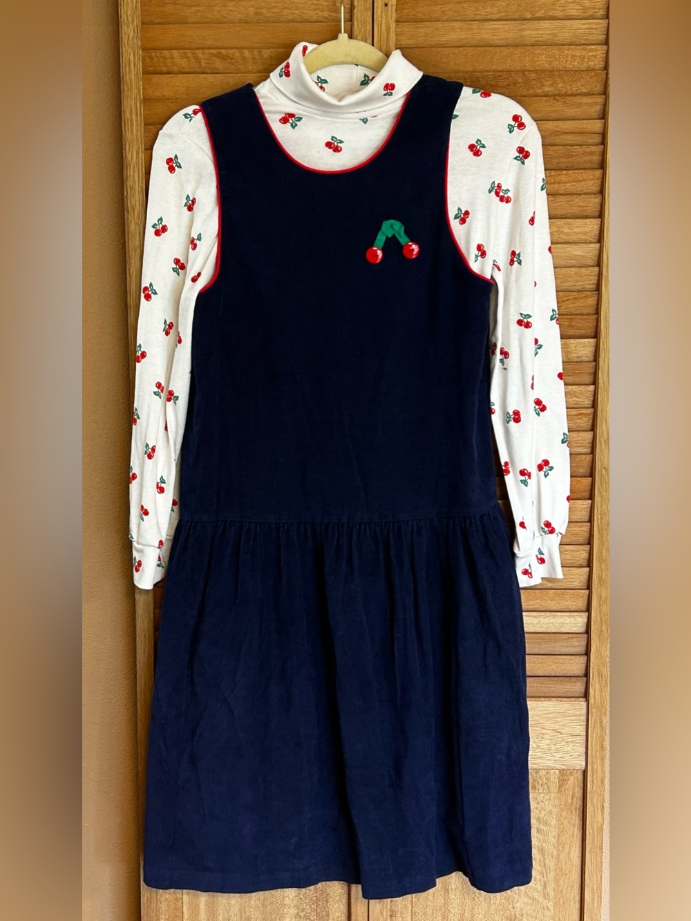 Girls size 12 vintage Hartstrings corduroy wales jumper dress & top set cherries